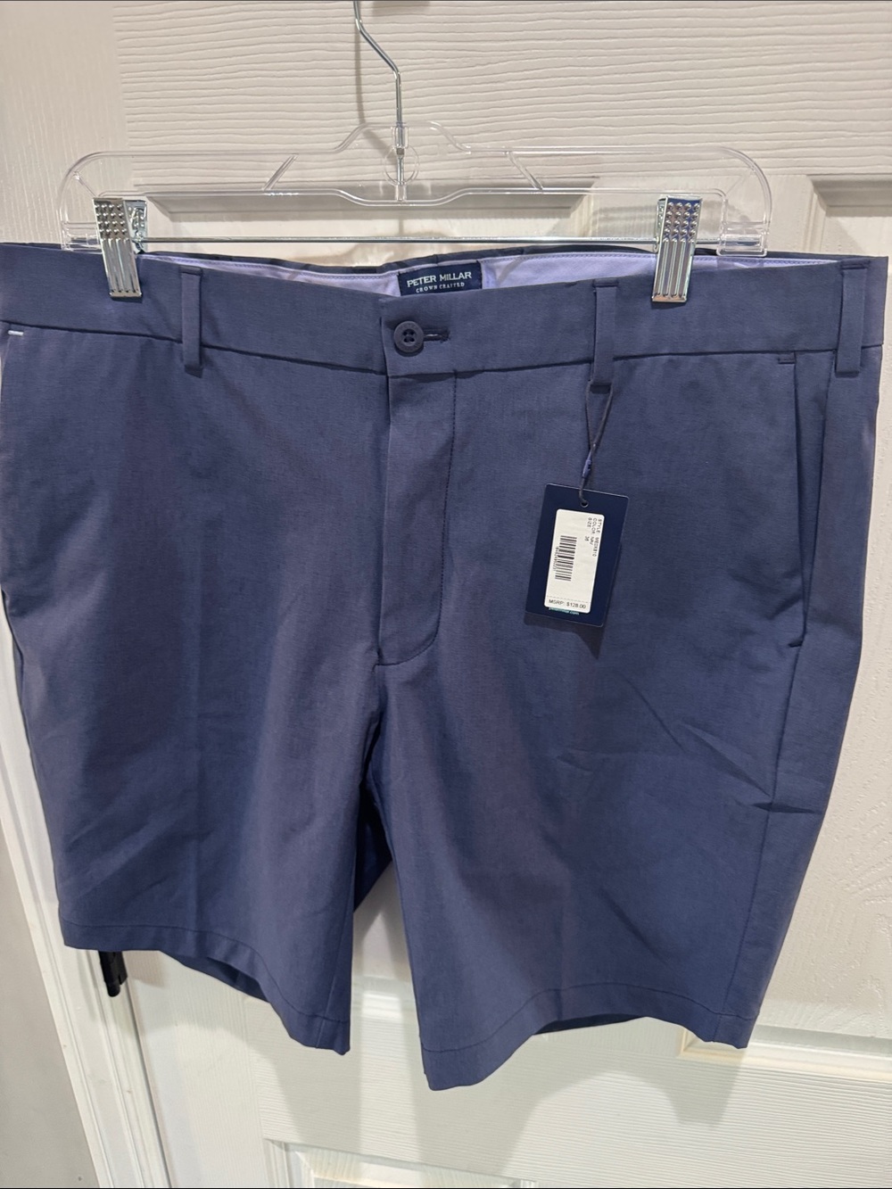Peter Millar Navy Flat-Front Performance Shorts